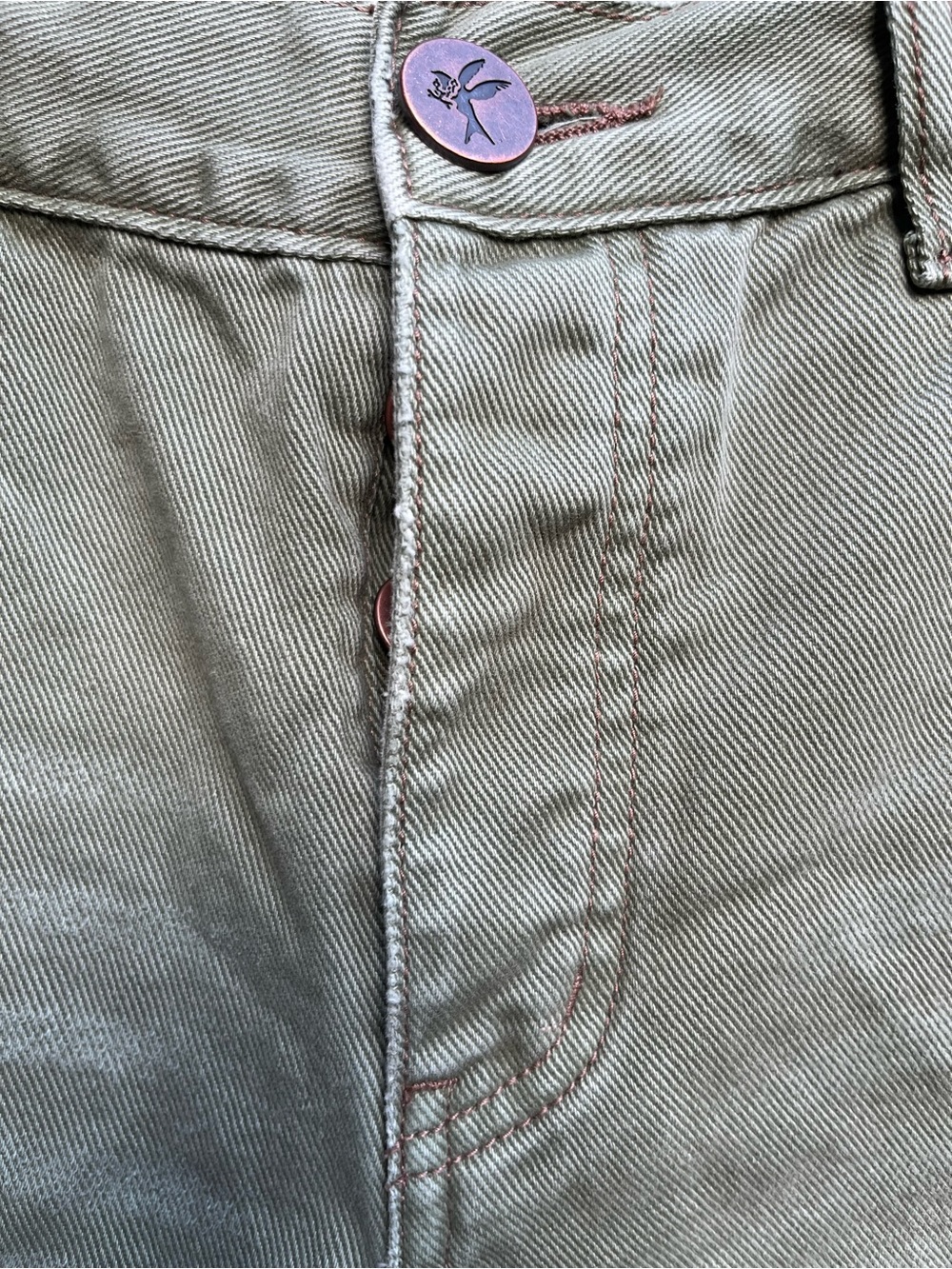 One Teaspoon Frankies Frayed Military Green Denim Shorts - Picture 5 of 9
